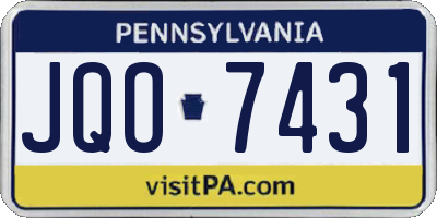 PA license plate JQO7431