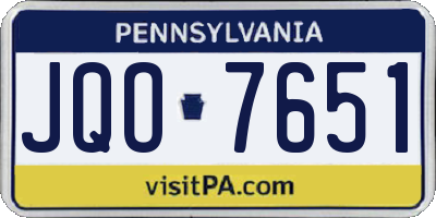PA license plate JQO7651