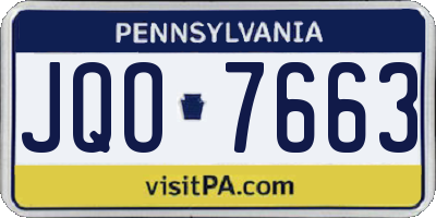 PA license plate JQO7663