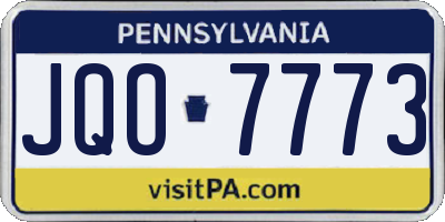 PA license plate JQO7773