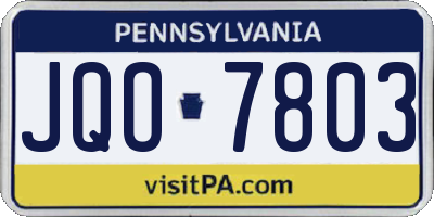 PA license plate JQO7803