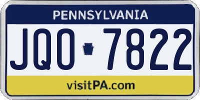 PA license plate JQO7822