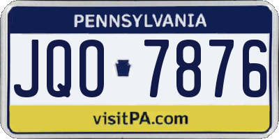 PA license plate JQO7876