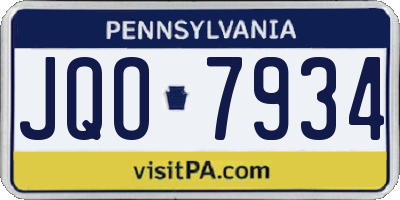 PA license plate JQO7934