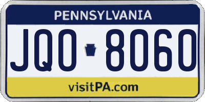 PA license plate JQO8060