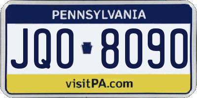 PA license plate JQO8090