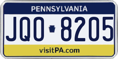PA license plate JQO8205