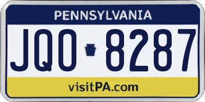 PA license plate JQO8287