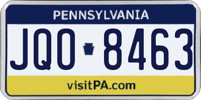 PA license plate JQO8463