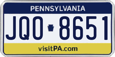 PA license plate JQO8651