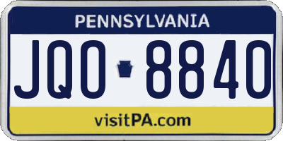 PA license plate JQO8840