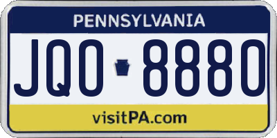 PA license plate JQO8880