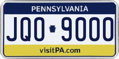 PA license plate JQO9000