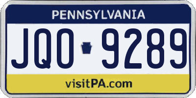 PA license plate JQO9289
