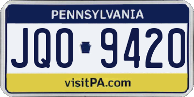 PA license plate JQO9420