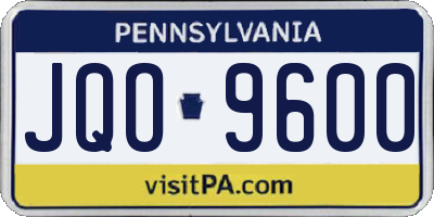 PA license plate JQO9600