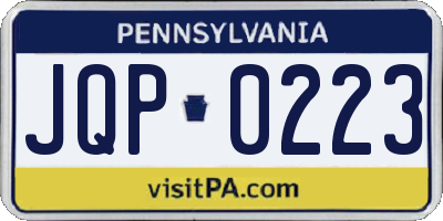 PA license plate JQP0223
