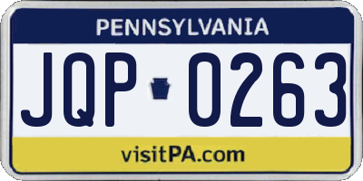 PA license plate JQP0263