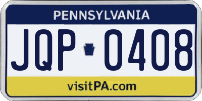 PA license plate JQP0408