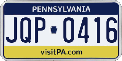 PA license plate JQP0416