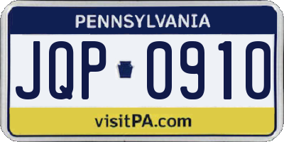 PA license plate JQP0910
