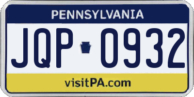 PA license plate JQP0932