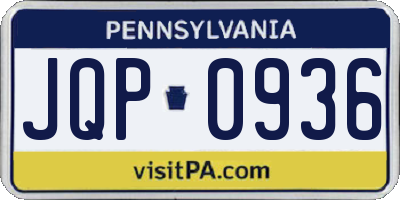 PA license plate JQP0936