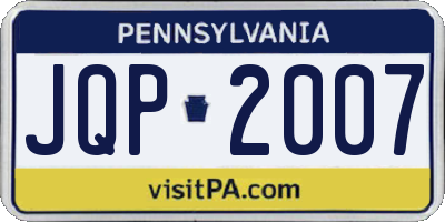 PA license plate JQP2007
