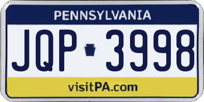 PA license plate JQP3998