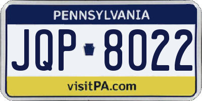 PA license plate JQP8022