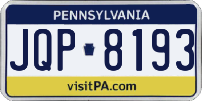 PA license plate JQP8193