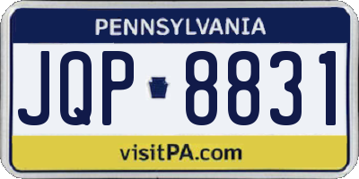 PA license plate JQP8831