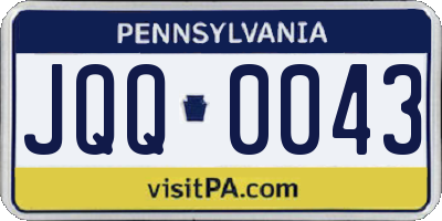 PA license plate JQQ0043