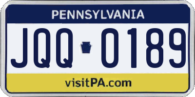 PA license plate JQQ0189