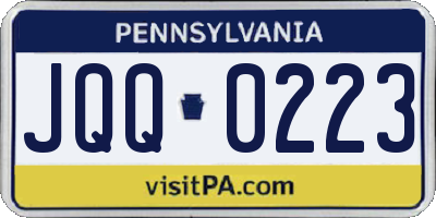PA license plate JQQ0223