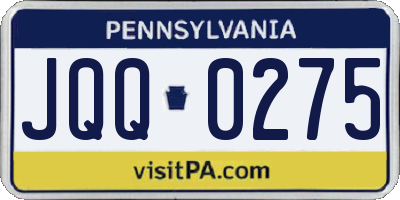PA license plate JQQ0275