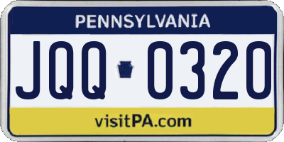 PA license plate JQQ0320