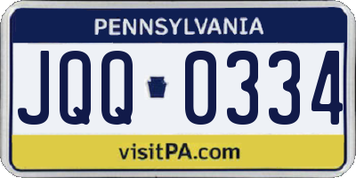 PA license plate JQQ0334