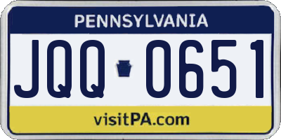 PA license plate JQQ0651