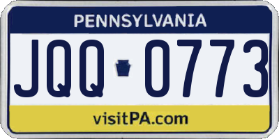 PA license plate JQQ0773