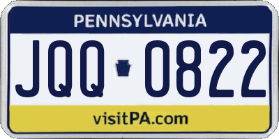 PA license plate JQQ0822