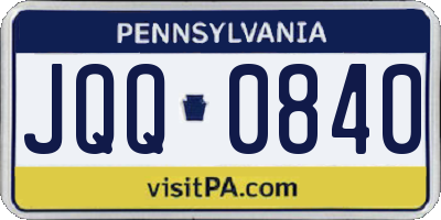 PA license plate JQQ0840