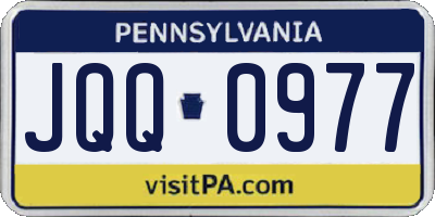 PA license plate JQQ0977