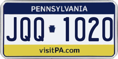 PA license plate JQQ1020