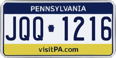 PA license plate JQQ1216