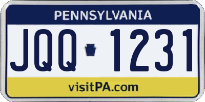 PA license plate JQQ1231