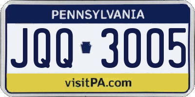 PA license plate JQQ3005
