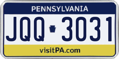 PA license plate JQQ3031