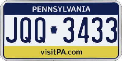 PA license plate JQQ3433