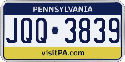 PA license plate JQQ3839
